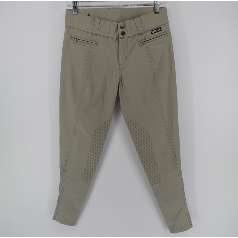 Kerrits Womens Tan Equestrian Knee Patch Riding Breeches Khaki Small Horse